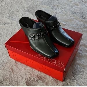 Areosole black heeled shoes great used condition.  Never worn outside si…